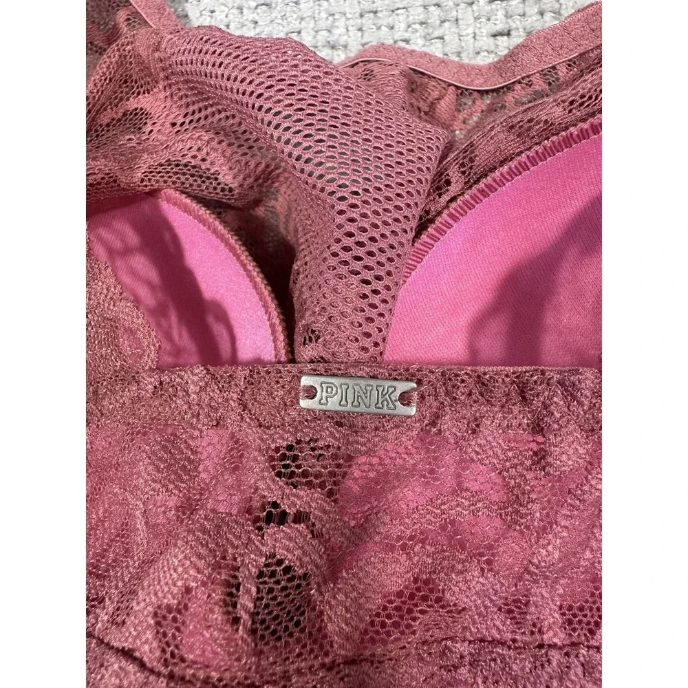 Pink Victorias Secret Bralette Womens‎ Small Dark Pink Push Up Lace